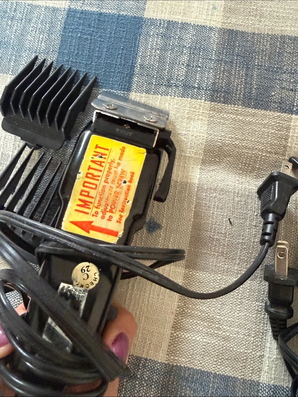 Black & Gray Corded Hair Clippers with Guide Combs
